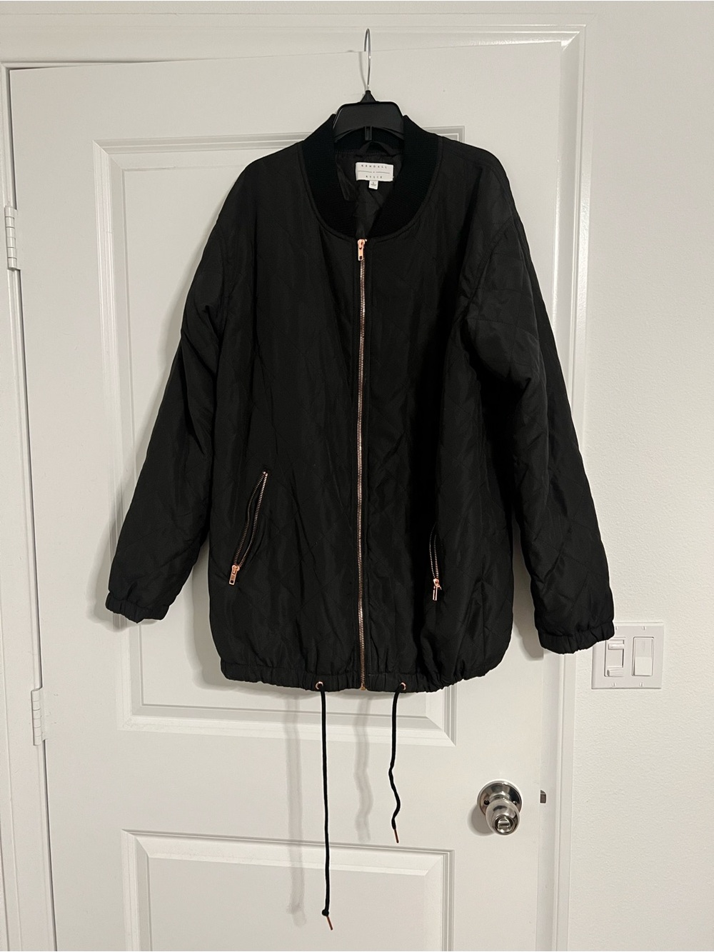 Kendall + Kylie Black Quilted Bomber Jacket